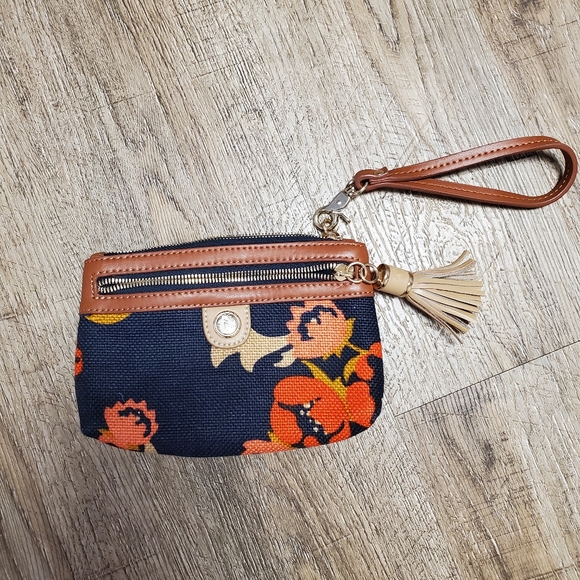 Canvas/Leather Daufuskie Island Tassel Wristlet - Picture 2 of 5